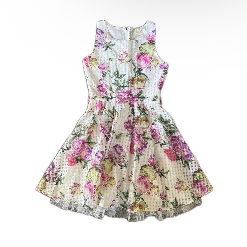 Floral Tulle Spring Dress Easter Gingham size size 7